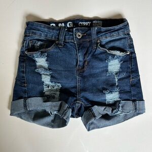 Cuffed High Rise • dark blue Jean shorts